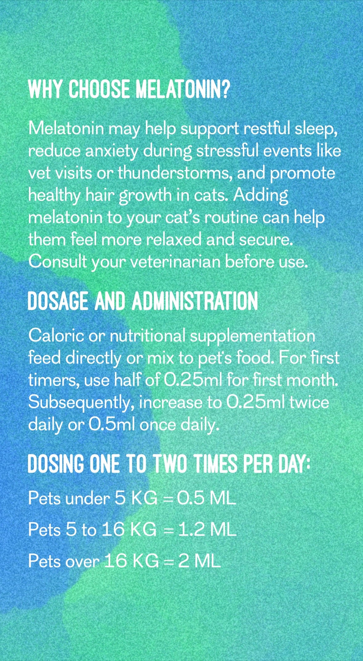 Melatonin Calming Booster for cats & dogs 30ml